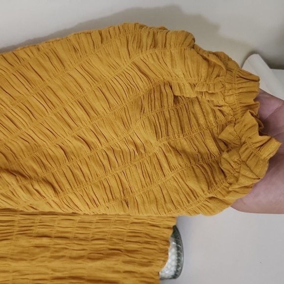 97%Cotton Yellow V-Neck Women's Boxy Boho Top Lagenlook Minimalist - Picture 4 of 8